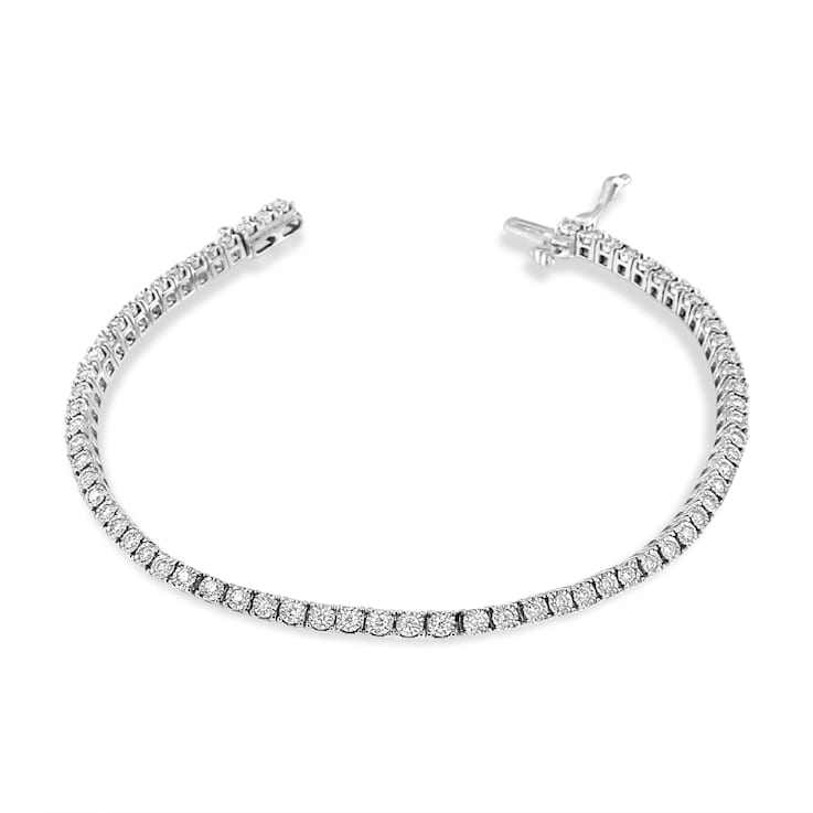 14K White Gold 1.0ctw Miracle Set Round-Cut Lab Grown Diamond Illusion
Tennis Bracelet