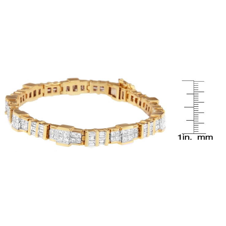 14K Yellow Gold 8.30ctw Baguette and Princess-Cut Diamond Bracelet