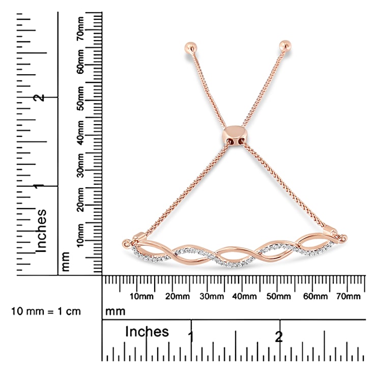Diamond Infinity 14K Rose Gold Over Sterling Silver Bolo Bracelet