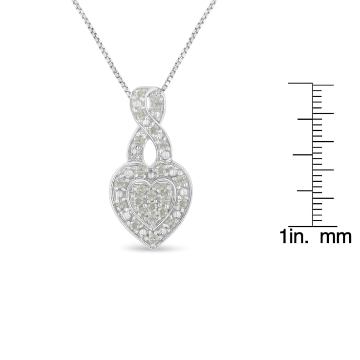 Sterling Silver 1/3ctw Diamond Awareness Ribbon Halo Heart 18"
Pendant w\chain