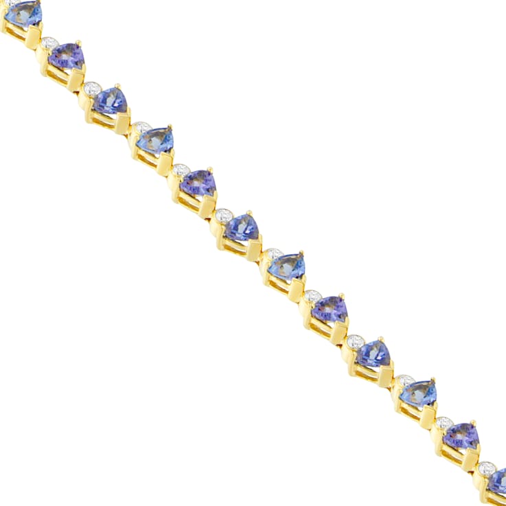 14K Yellow Gold 8.30ctw Round-Cut Diamond and Tanzanite Bracelet