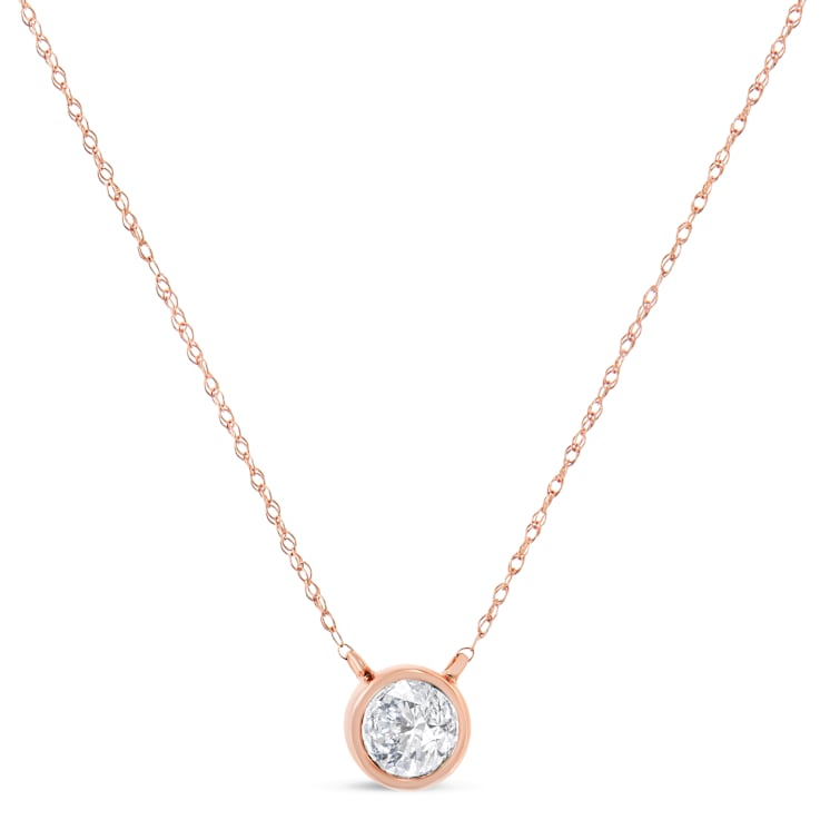 10K Rose Gold AGS Certified 1/5ctw Diamond Solitaire 16-18"
Necklace (I-J Color, VS1-VS2 Clarity)
