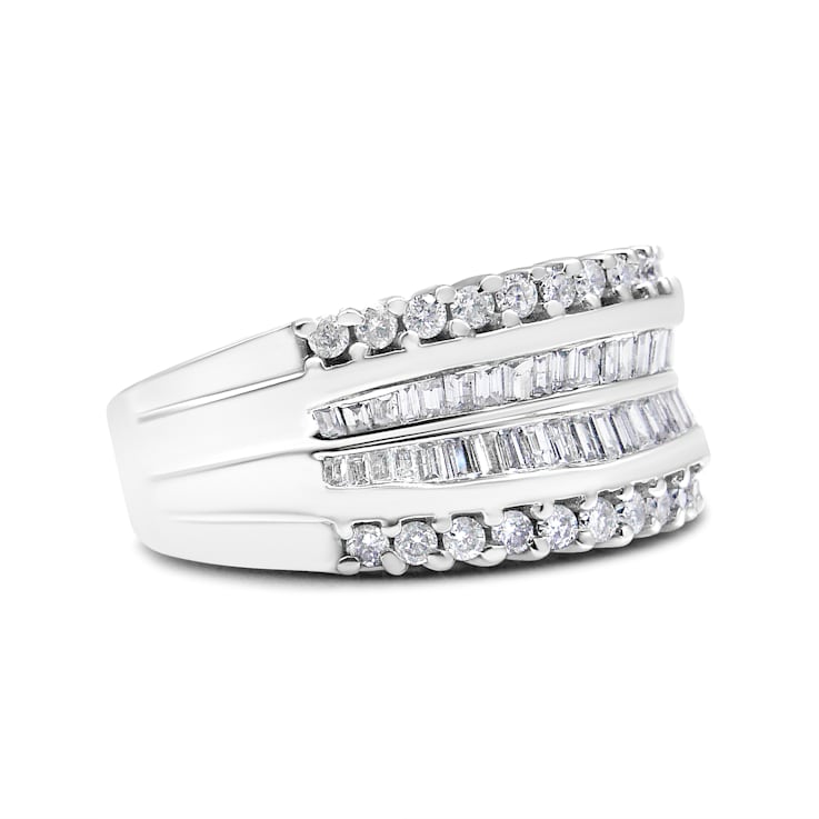 14K White Gold 1.00ctw Mixed Shape Diamond Modern Band Ring (H-I Color,
SI2-I1 Clarity) Size 7