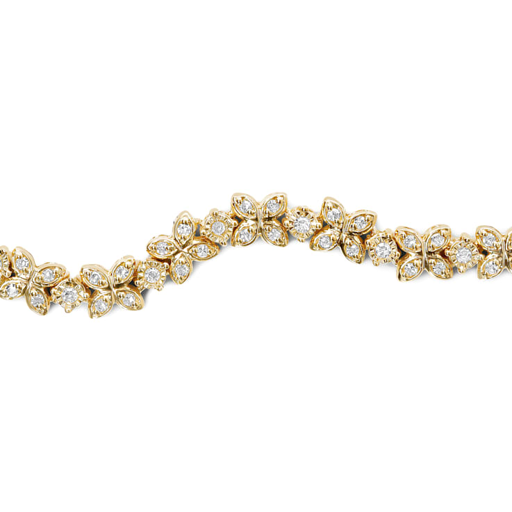 18K Yellow Gold Over Sterling Silver 1/4ctw Diamond Marquise Link
4"-10" Adjustable Bolo Bracelet