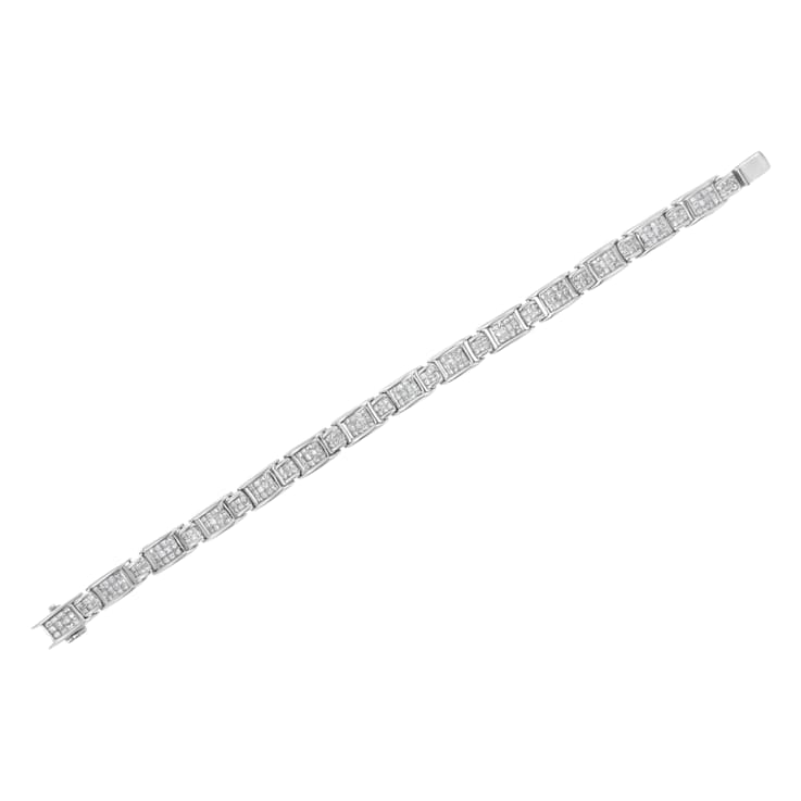 14K White Gold 5.0ctw Princess-Cut Diamond Rectangular Alternating
Station 7" Tennis Bracelet