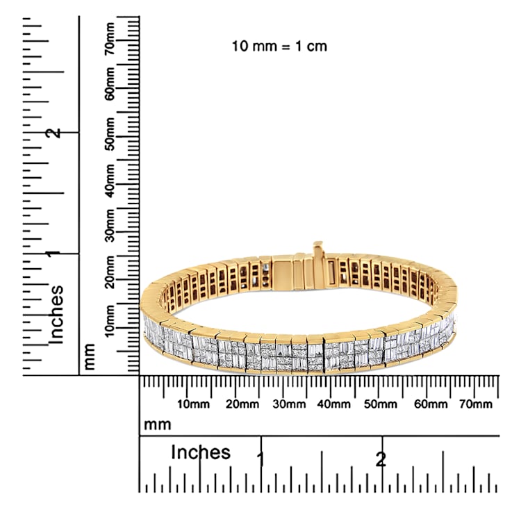 14K Yellow Gold 8 5/8ctw Baguette and Princess Cut Diamond Eternity Bracelet