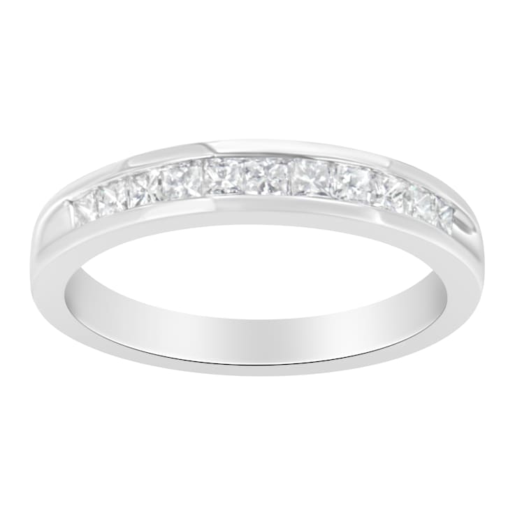 Sterling Silver 1/2ctw Princess-Cut Diamond Channel-Set Ring (H-I Color,
I2 Clarity)