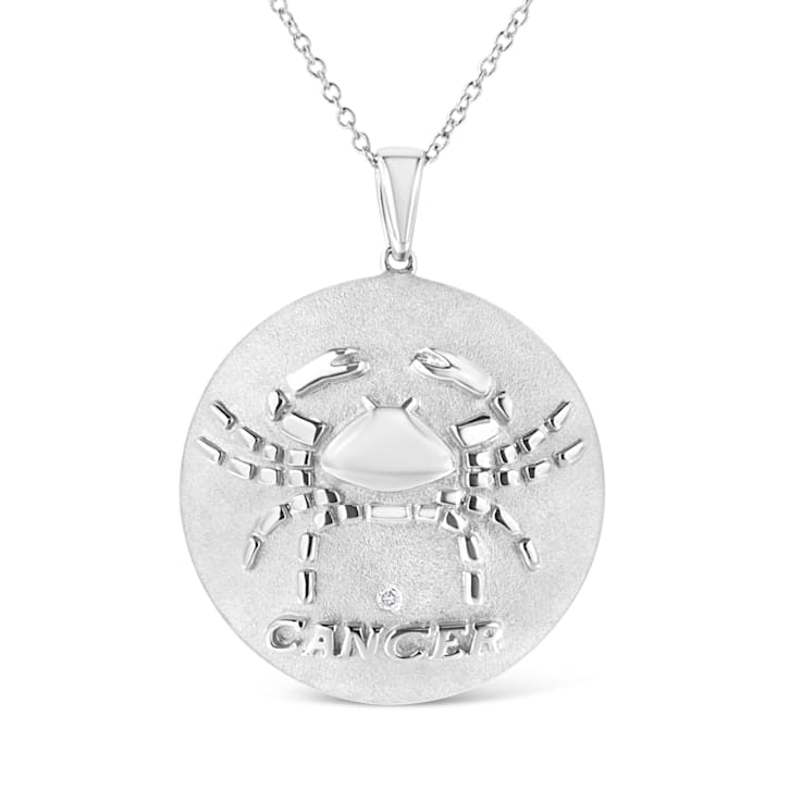 .925 Sterling Silver Diamond Accent Cancer Zodiac Design 18"
Pendant Necklace Medallion
