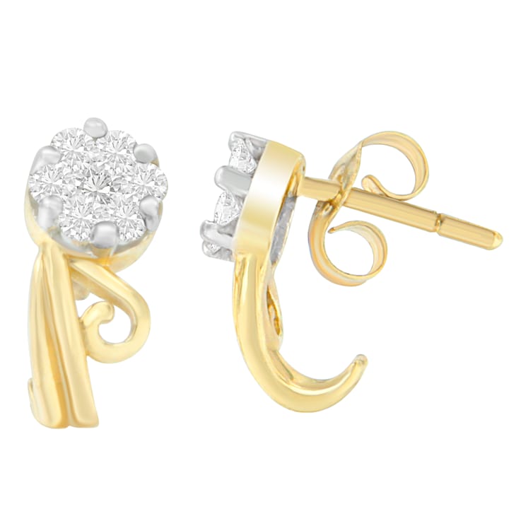 14K Yellow Gold 1/2ctw Round Cut Diamond Earrings