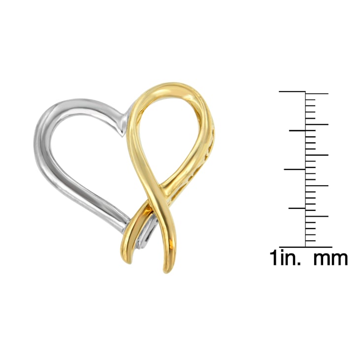 10K Gold Over Sterling Silver Two-tone Heart-shaped Pendant With Chain