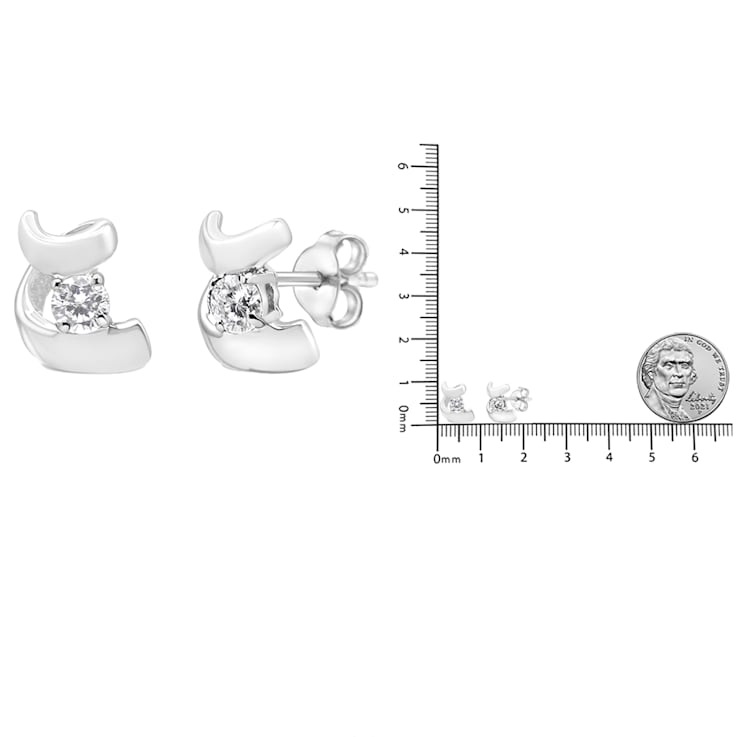 0.10ctw Round Cut Diamond Sterling Silver Earrings