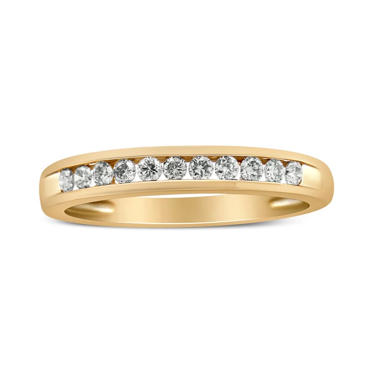 10K Yellow Gold Over Sterling Silver 1/4ctw Round Diamond Wedding Ring
(K-L Color, I1-I2 Clarity)
