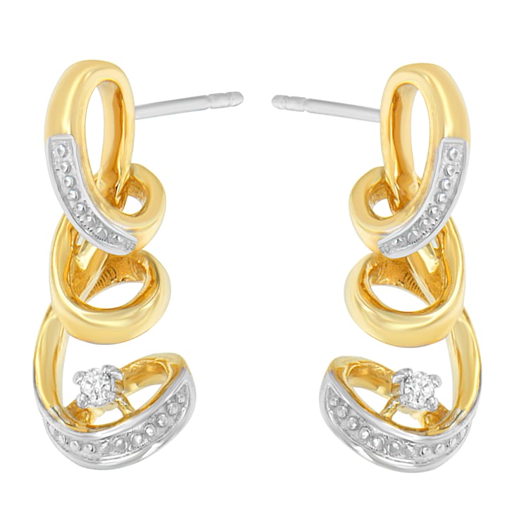 Espira 10K Two Tone Gold Round cut Diamond Earring 0.05ctw