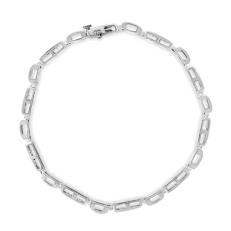 14K White Gold 1.0ctw Invisible Set Diamond Alternating Station and Link
Tennis Bracelet