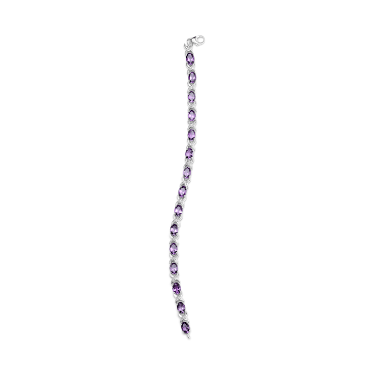 Sterling Silver Amethyst and Diamond Accent X-Link Bracelet (H-I Color,
SI1-SI2 Clarity)  - Size 7"