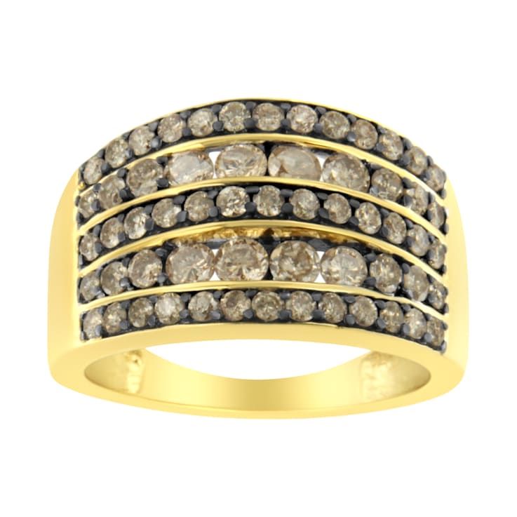 10K Yellow Gold Over Sterling 1 1/2ctw and Black Rhodium Diamond Ring
(J-K Color, I1-I2 Clarity)