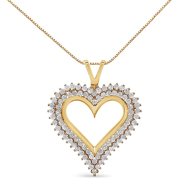2.00ctw Diamond Heart 14K Yellow Gold Over Sterling Silver Pendant
Necklace with 18" Chain