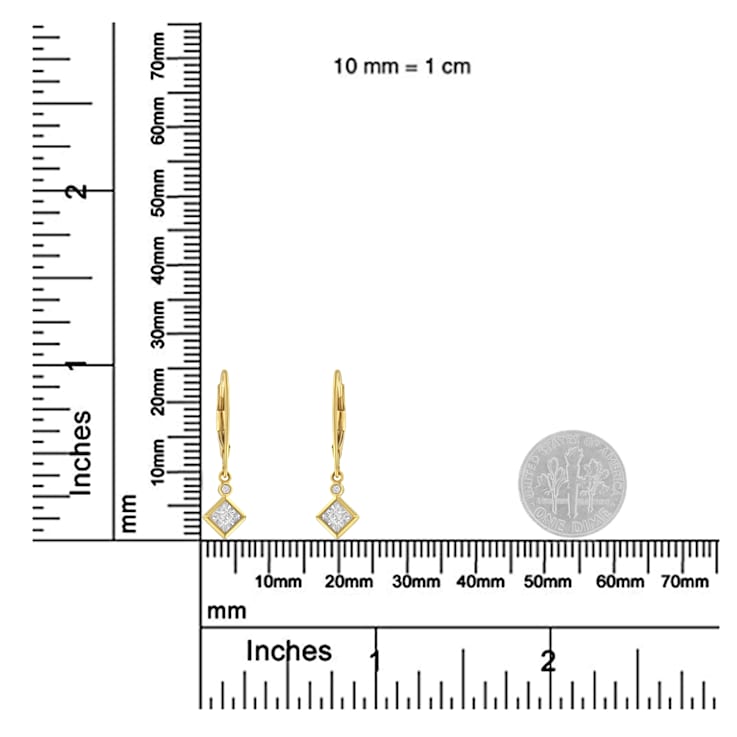 14K Yellow Gold Over Sterling Silver Diamond Dangle Earrings 1/3ctw