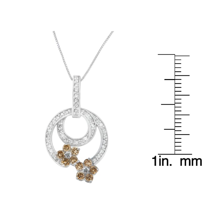 Sterling Silver 1ctw Round Cut Diamond Floral Garden Pendant With Chain
(H-I, I1-I2)