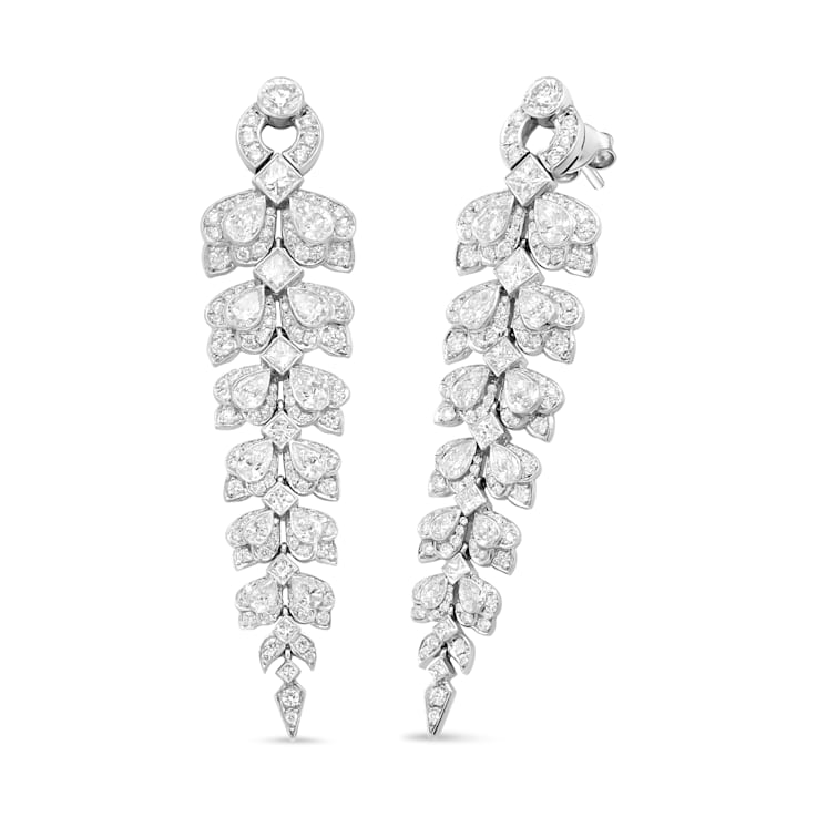 18K White Gold 10 1/4ctw Mixed Fancy Diamond Clusters Vintage Art Deco
Cascade Dangle Drop Earrings
