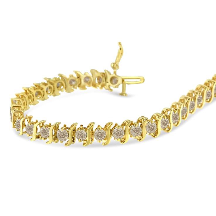 10K Yellow Gold Over Sterling Silver 7.0ctw Round Brilliant Cut Diamond
"S" Link Bracelet