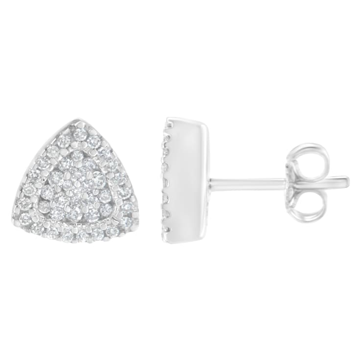 14K White Gold 1/2ctw Trillion Shaped Diamond Stud Earrings