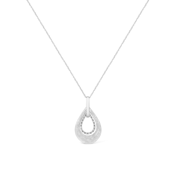 .925 Sterling Silver Prong-Set Diamond Accent Fashion Double Drop Design
18" Pendant Necklace