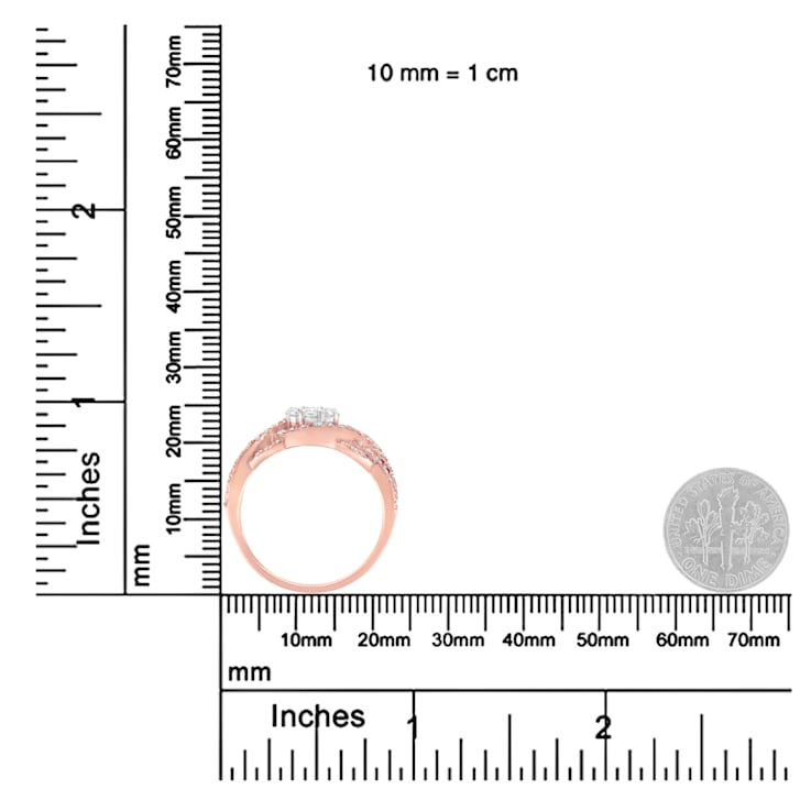 0.75ctw Diamond Floral Cluster 10K Rose Gold Ring