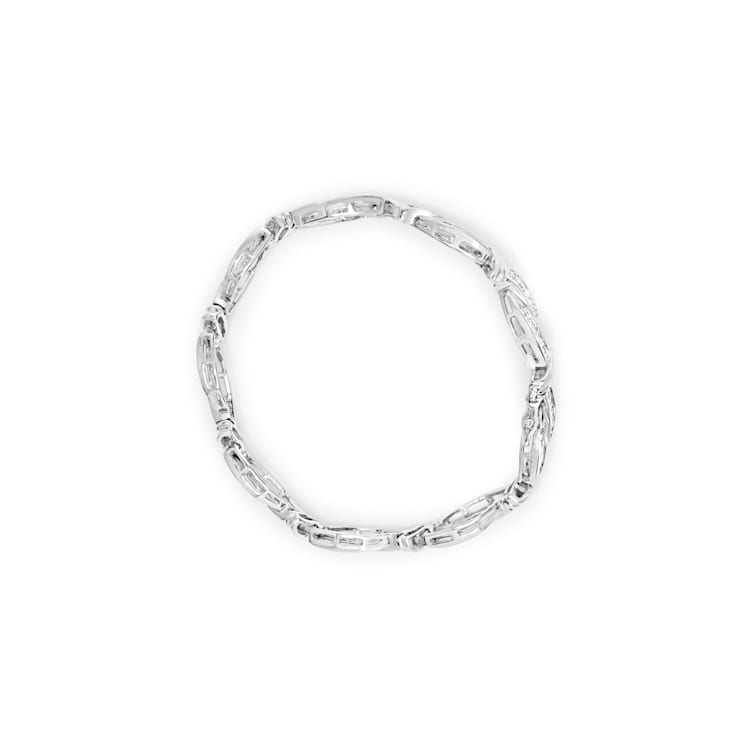 14K White Gold 4.0ctw Invisble Set Diamond Wave Style Link Bracelet (H-I
Color, SI2-I1 Clarity) - 7"