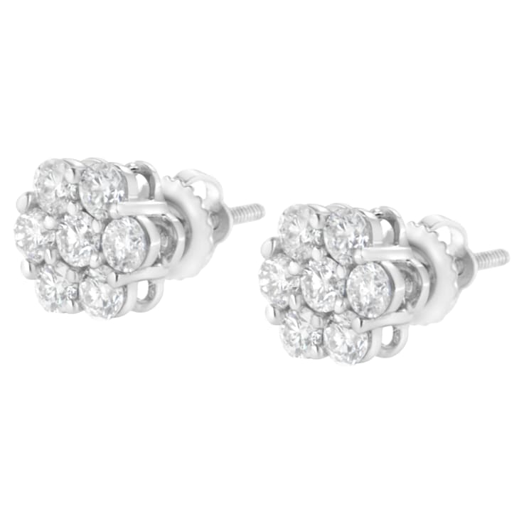 14K White Gold 1.0ctw Diamond Composite Stud Earrings