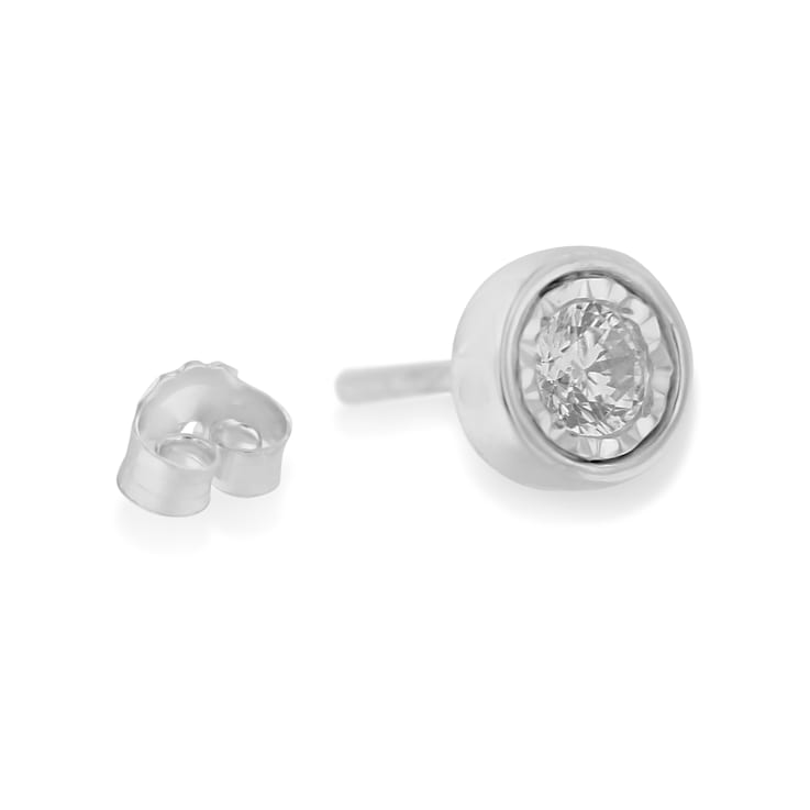 10K White Gold Diamond Floral Stud Earrings 3/8ctw