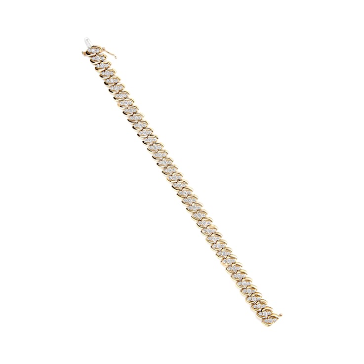 10K Yellow Gold 5.0ctw Diamond Double Row S-Link Cuban Bracelet (J-K
Color, I2-I3 Clarity) 7" Inches