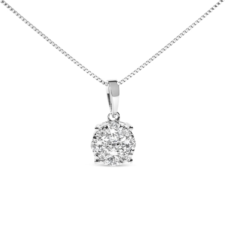 14k White Gold 0.50ctw Lab Grown Diamond Floral Pendant 18"
Chain(G-H Color, VS1-VS2 Clarity)