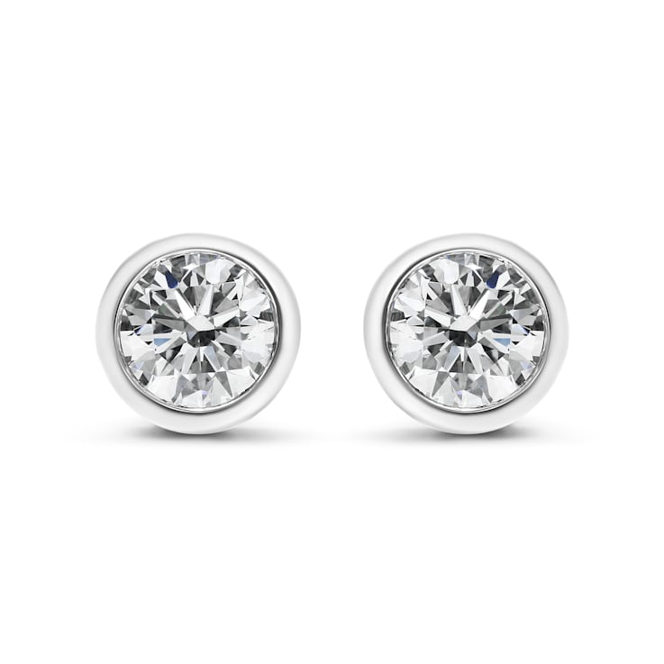 14K White Gold 2.0 Cttw Lab Grown Diamond Screw-Back Classic Bezel
Solitaire Stud Earrings