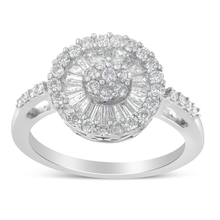 10K White Gold Diamond Cocktail Ring (1 ctw, H-I Color, SI2-I1 Clarity)