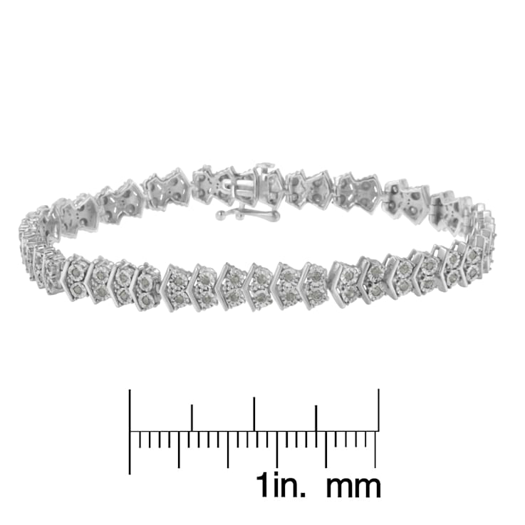 Sterling Silver 1.0ctw Diamond "Arrow" Shape Tennis Link Bracelet