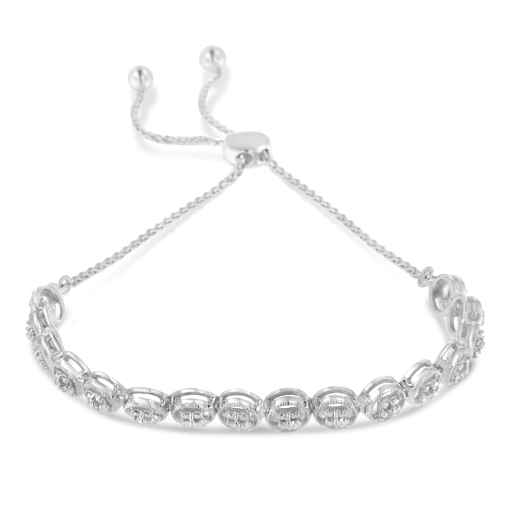 Diamond Accent Sterling Silver Bolo Bracelet