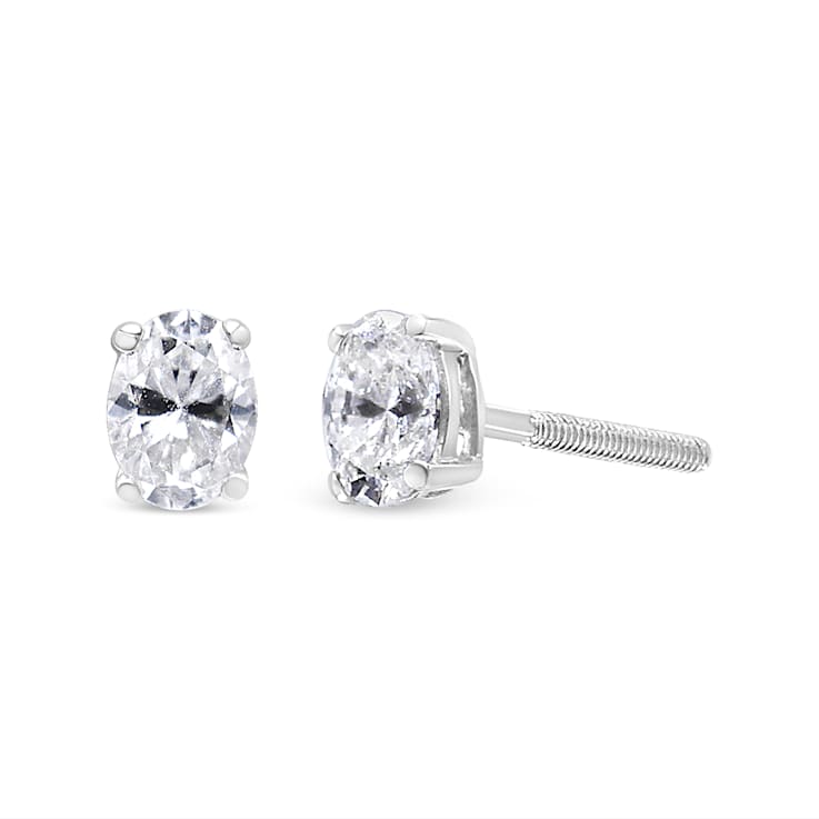 0.50ctw Lab Grown Oval Diamond Solitaire 14K White Gold Stud Earrings