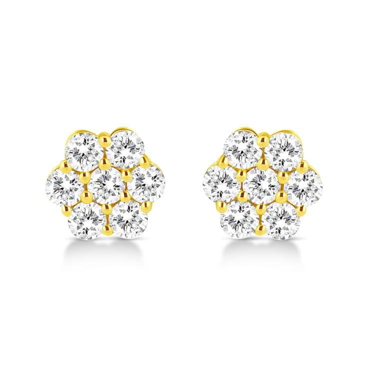 14K Yellow Gold 1/2ctw Brilliant Round Cut Diamond Floral