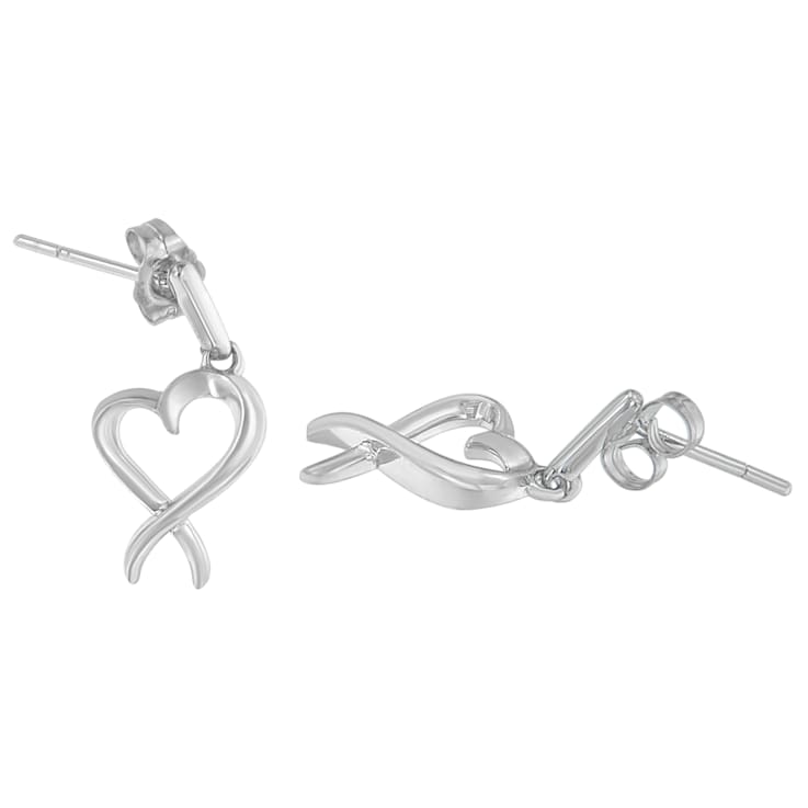 Sterling Silver Dangle-Heart Earrings