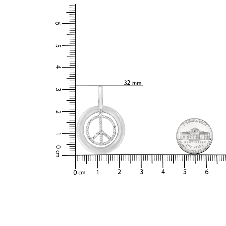 Matte Finish .925 Sterling Silver Diamond Accent Dancing Peace Sign
18" Pendant Necklace