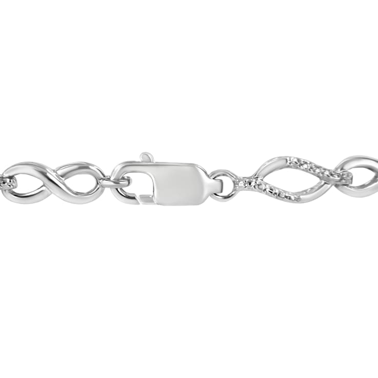Sterling Silver Diamond Accent Alternating Infinity Shape and Pear Shape
Link Bracelet