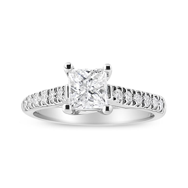 14K White Gold 1 1/5ctw Princess Diamond Classic Engagement Ring (I1-I2
Color, H-I Clarity)