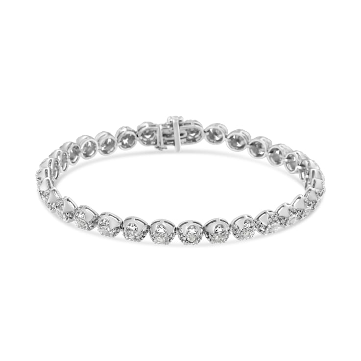 Sterling Silver 1ct. TDW Diamond Circle Link Eternity Bracelet (I-J,I3)
- 7"