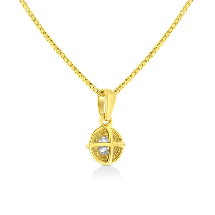 14K Yellow Gold Over Sterling 1/3ctw Diamond Solitaire