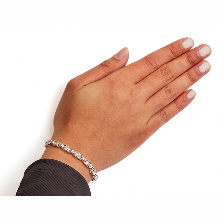 14K White Gold 1.00 Cttw Princess-Cut Diamond Link Bracelet (I-J Color,
I1-I2 Clarity) - Size 7"