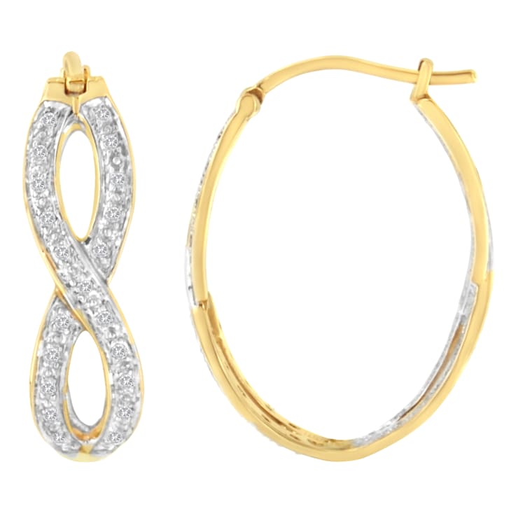 10K Two-Tone Gold 1/4ctw Diamond Double Infinity Hoop Earrings