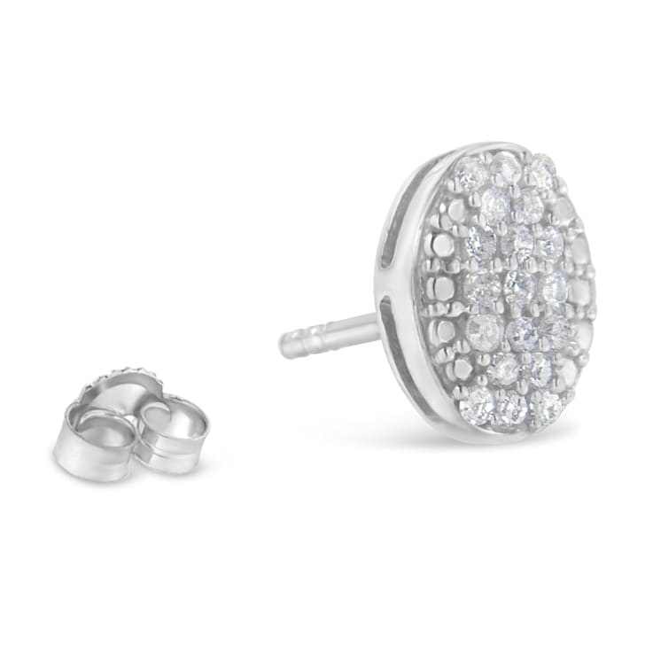 0.50ctw Round-Cut Diamond Sterling Silver Cluster Earrings