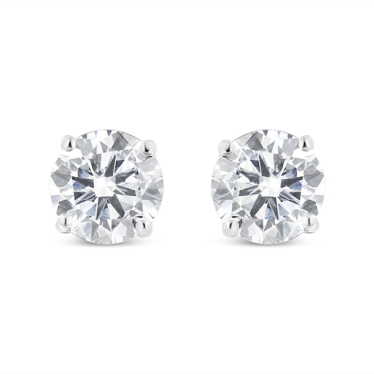 0.50ctw Princess-Cut White Diamond Solitaire Sterling Silver Stud Earrings