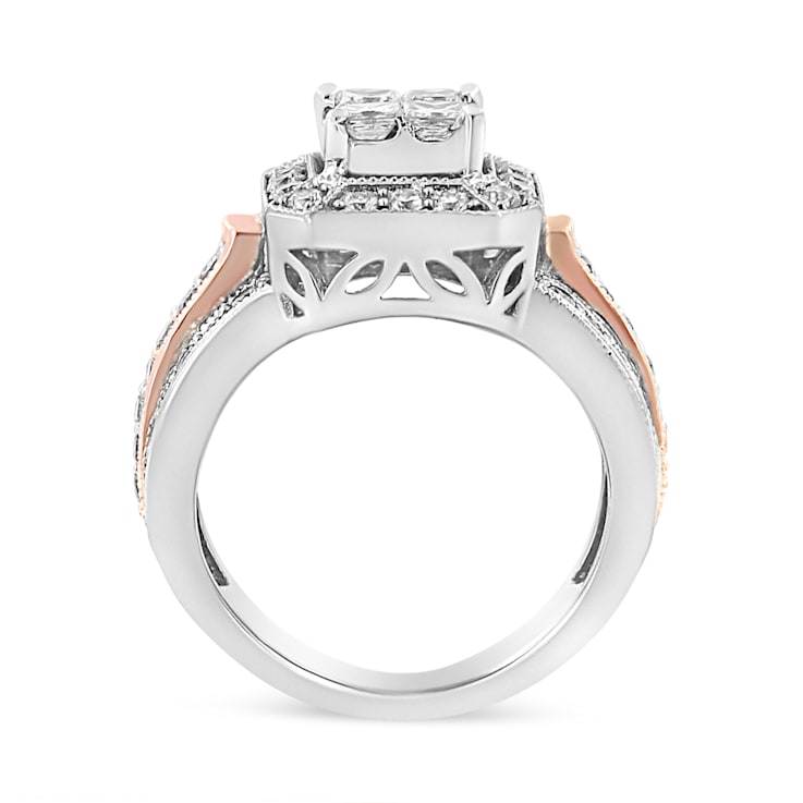 14K Two-tone Gold 1 1/8ctw Mixed Shapes Diamond Triple Shank Ring (I-J
Color, SI2-I1 Clarity)